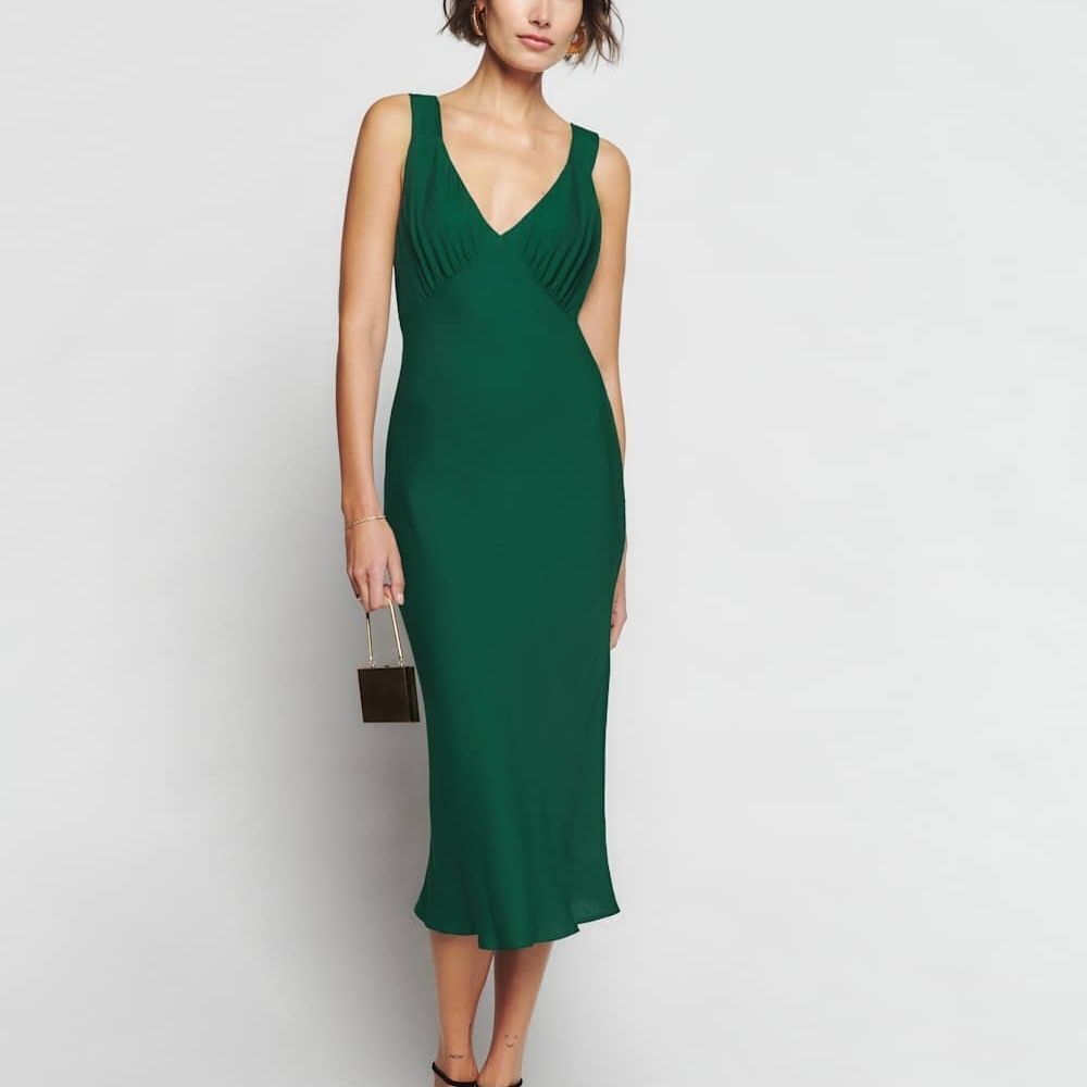 Reformation Beauden Emerald Green Sleeveless Midi Dress Size Small
